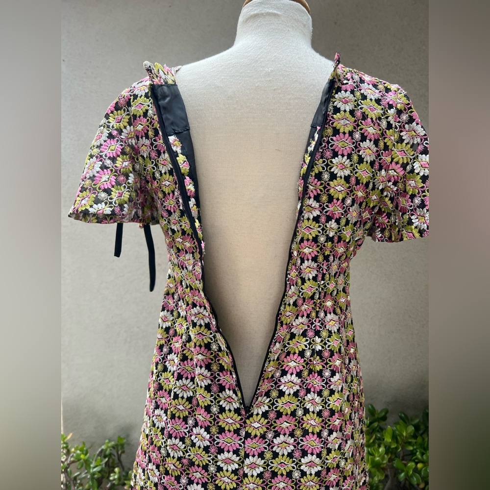 Vintage 70s maxi dress empire waist embroidered lace black lining Sz XS handmade - Picture 12 of 13